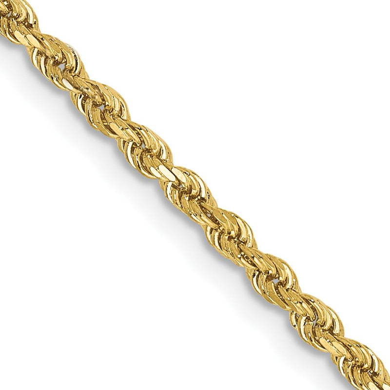 10K Yellow Gold 26" Diamond-Cut Rope Chain Necklace - 2mm Width