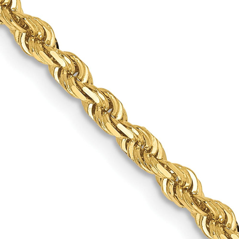 10K Yellow Gold 26" Diamond-Cut Rope Chain Necklace - 3mm Width