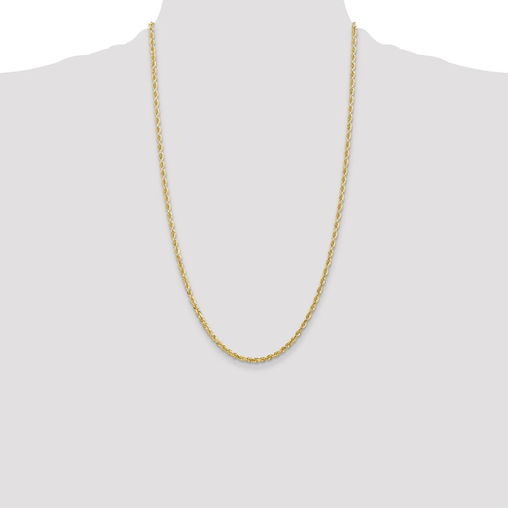 10K Yellow Gold 26" Diamond-Cut Rope Chain Necklace - 3mm Width