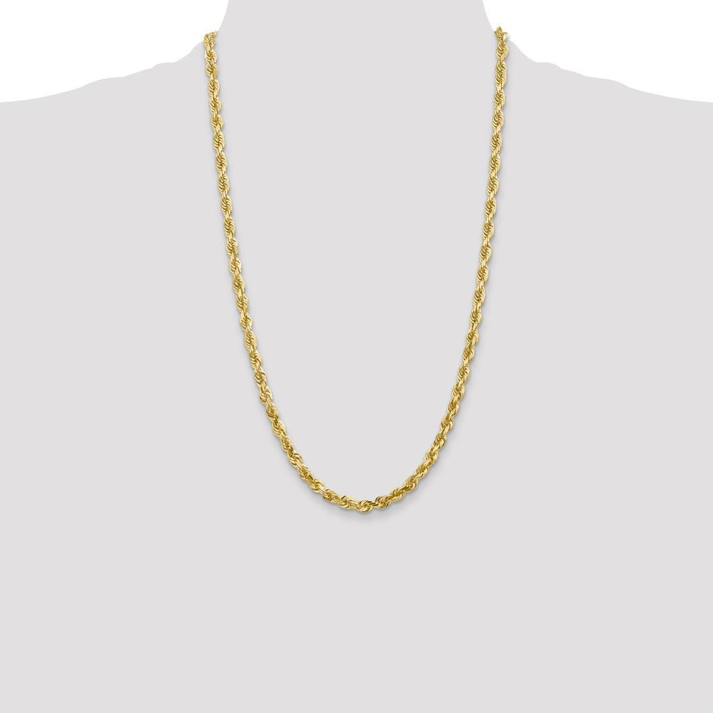 10K Yellow Gold 26" Diamond-Cut Rope Chain Necklace - 5mm Width