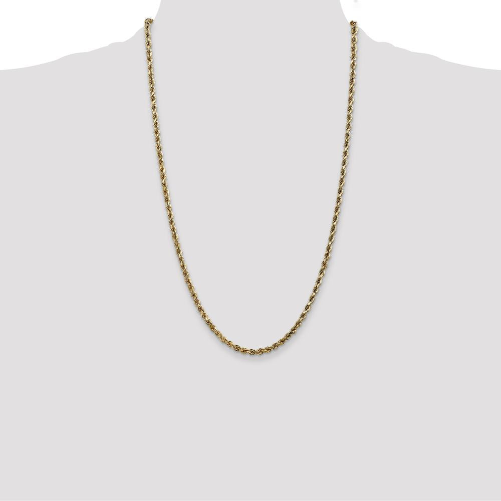 10K Yellow Gold 26" Diamond-Cut Rope Necklace - 3.5mm Wide
