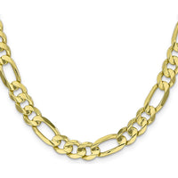 10K Yellow Gold 26" Figaro Chain Necklace - 8.75mm Width Polished Finish