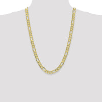 10K Yellow Gold 26" Figaro Chain Necklace - 8.75mm Width Polished Finish