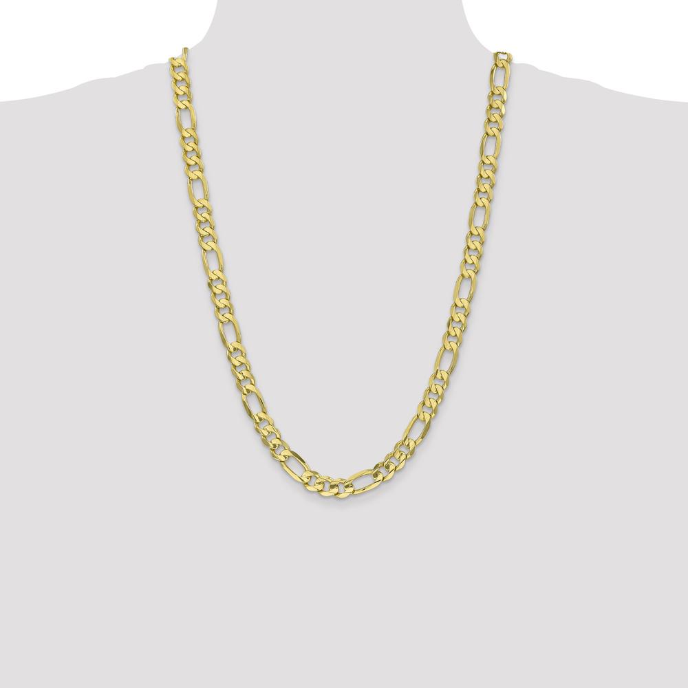 10K Yellow Gold 26" Figaro Chain Necklace - 8.75mm Width Polished Finish