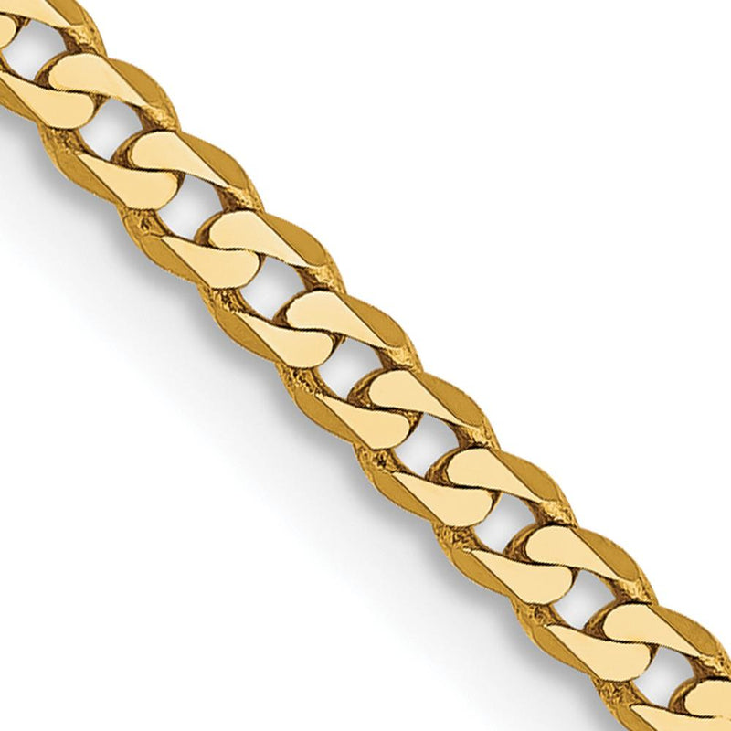 10K Yellow Gold 26" Flat Beveled Curb Chain - 2.2mm Width