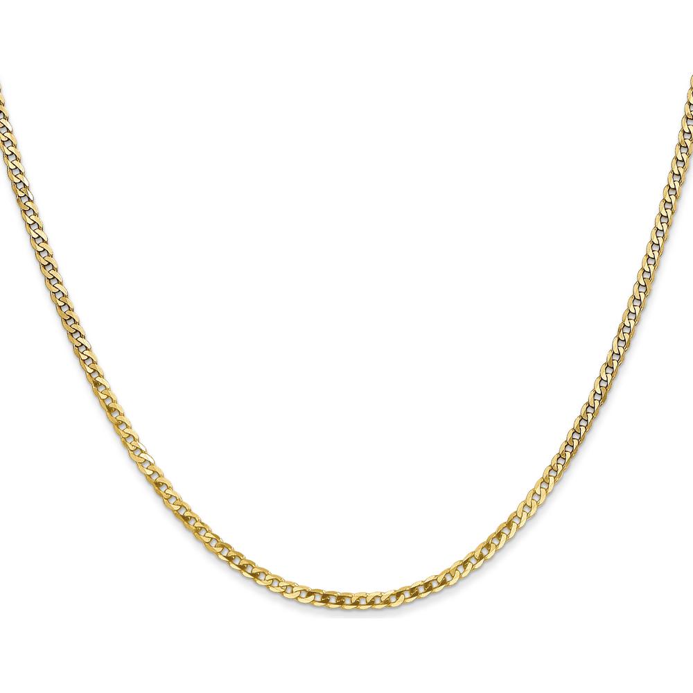 10K Yellow Gold 26" Flat Beveled Curb Chain - 2.2mm Width