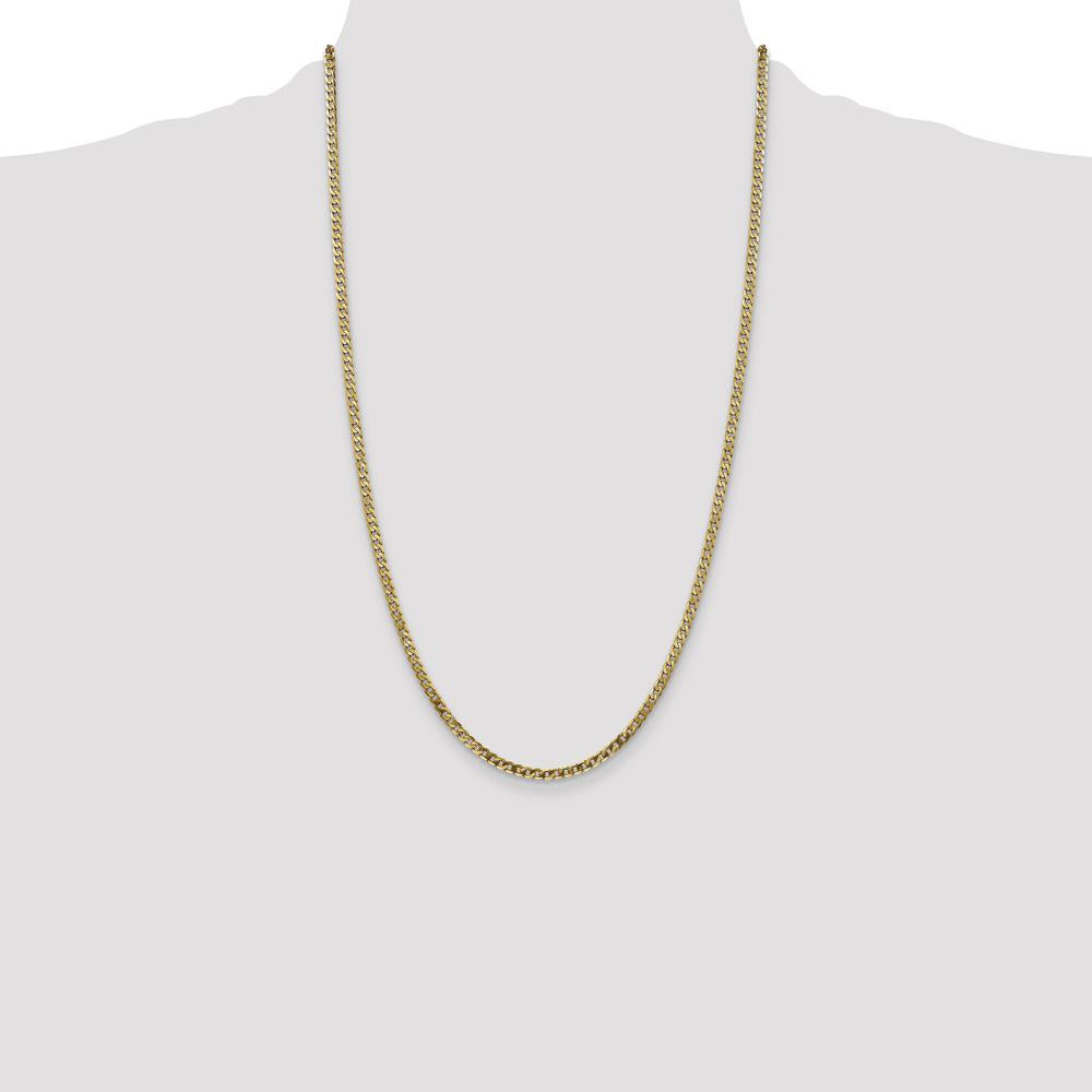 10K Yellow Gold 26" Flat Beveled Curb Chain - 2.9mm Width