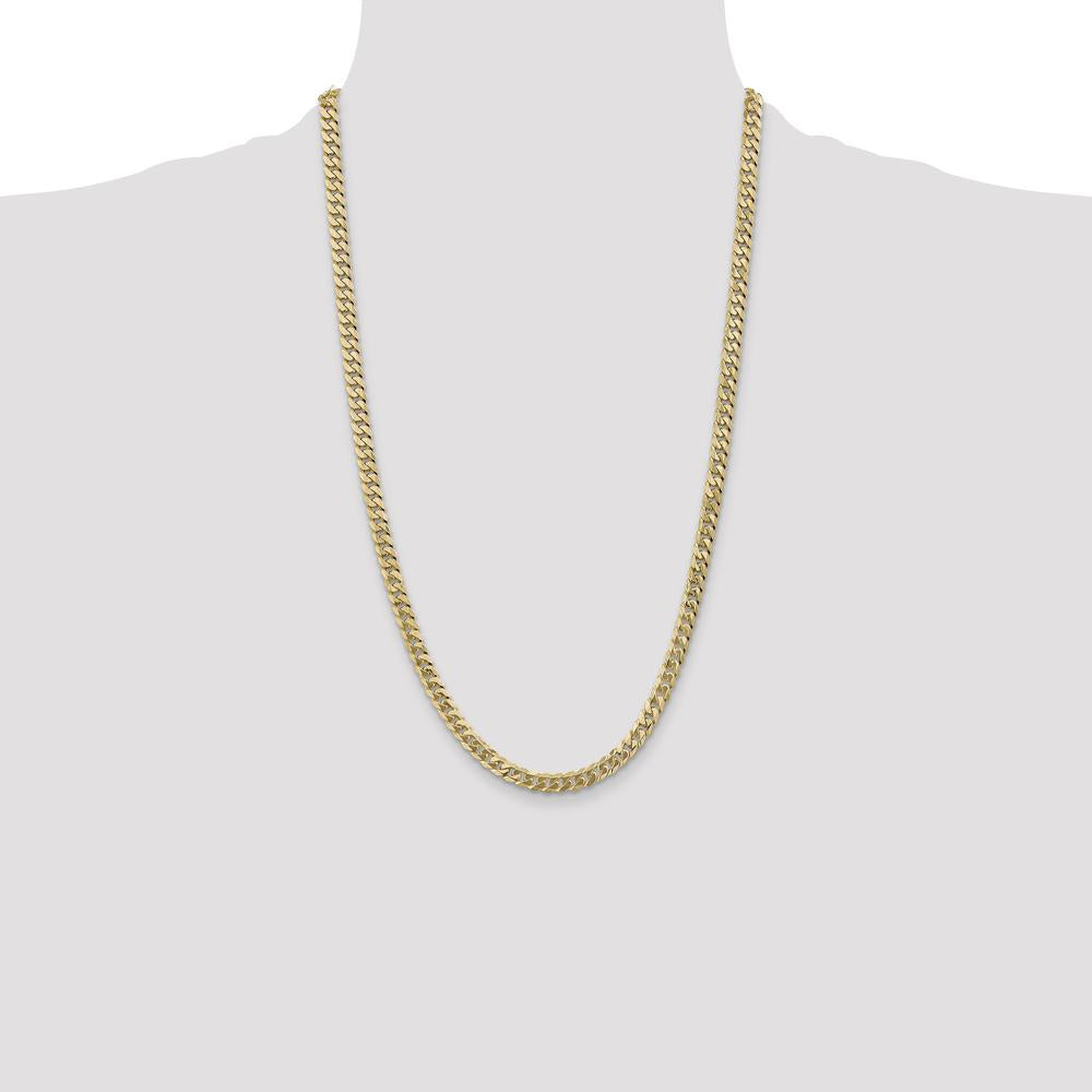 10K Yellow Gold 26" Flat Beveled Curb Chain - 5.75mm Width