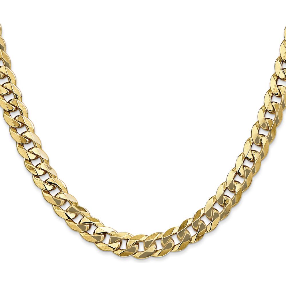 10K Yellow Gold 26" Flat Beveled Curb Chain - 7.75mm Width