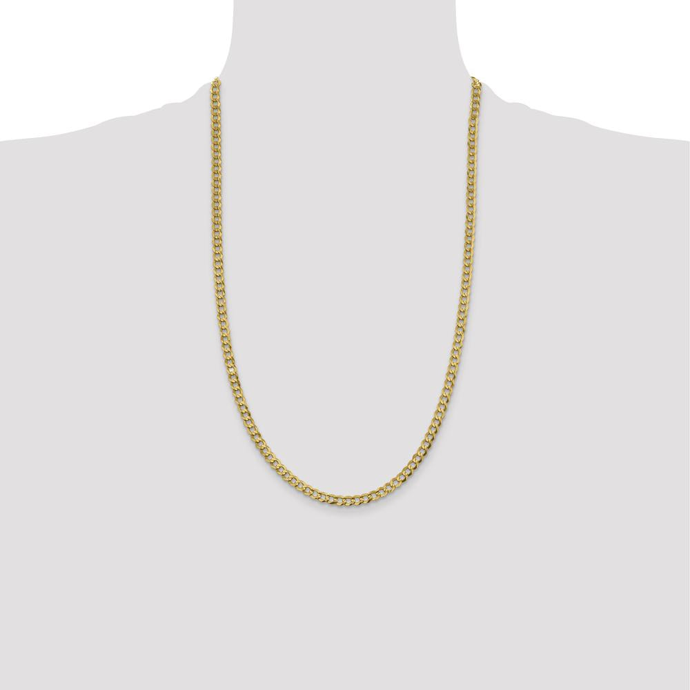 10K Yellow Gold 26" Flat Cuban Chain - 4.7mm Width, Lightweight Design