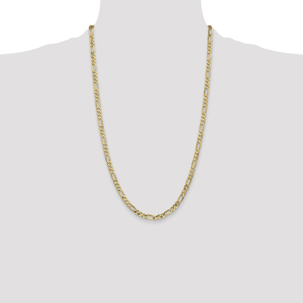 10K Yellow Gold 26" Flat Figaro Chain - 4.75mm Width
