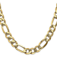 10K Yellow Gold 26" Flat Figaro Chain Necklace - 10mm Wide with Polished Finish