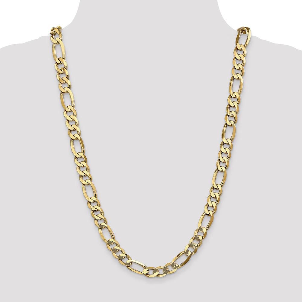 10K Yellow Gold 26" Flat Figaro Chain Necklace - 10mm Wide with Polished Finish