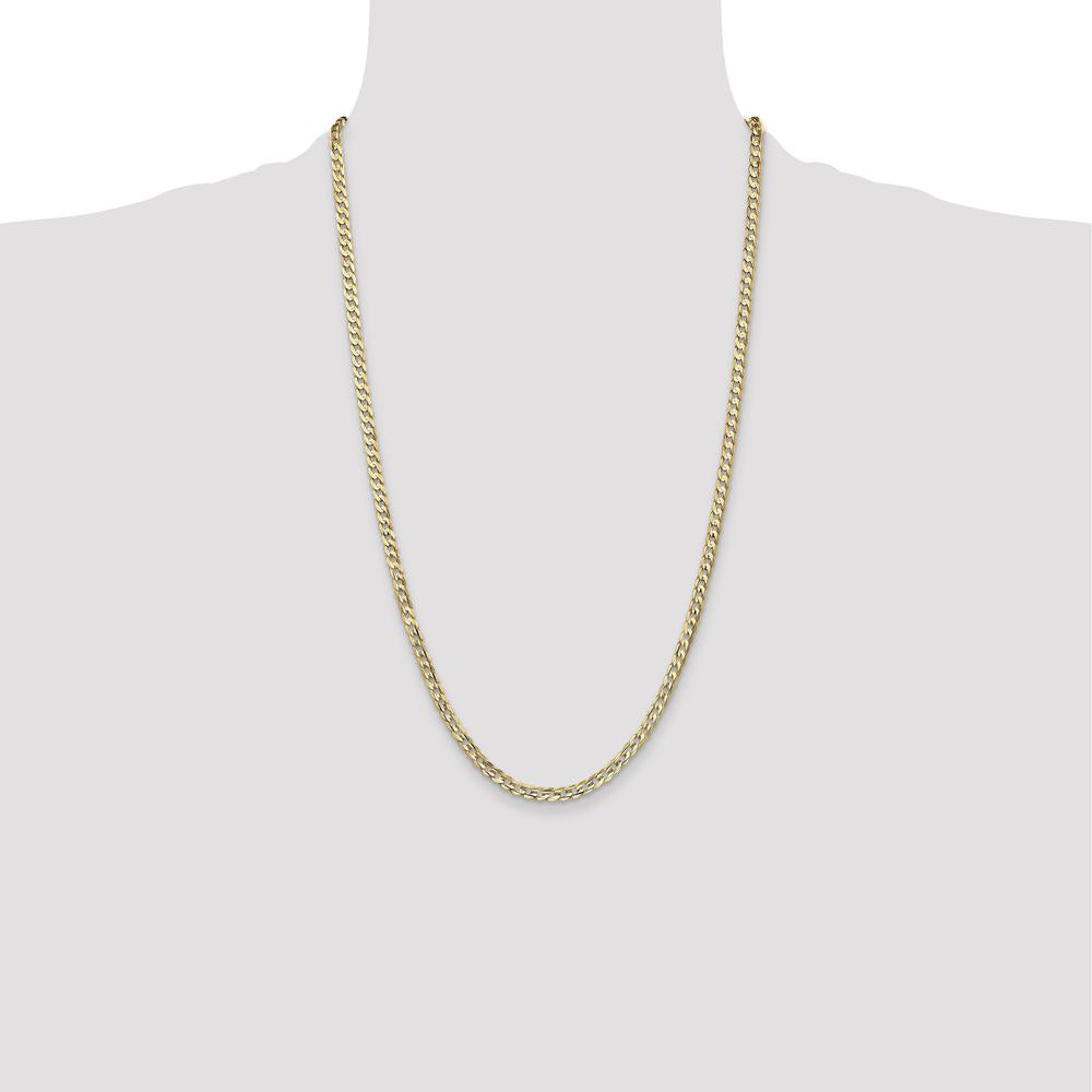 10K Yellow Gold 26" Open Concave Curb Chain Necklace - 3.8mm Width