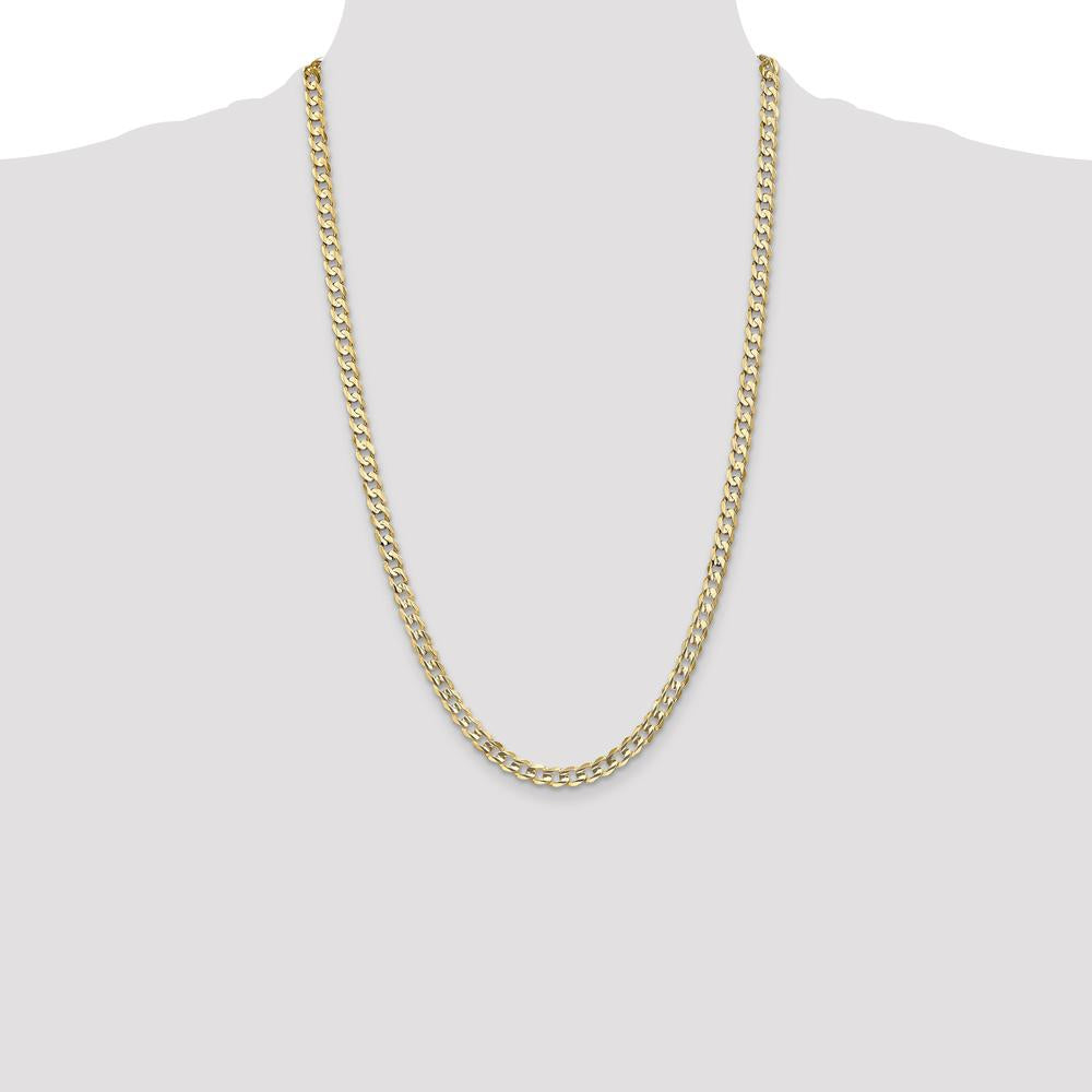 10K Yellow Gold 26" Open Concave Curb Chain Necklace - 5.25mm Width