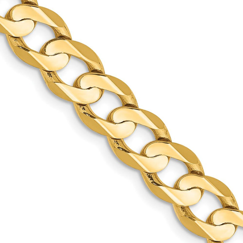 10K Yellow Gold 26" Open Concave Curb Chain Necklace - 6.75mm Width