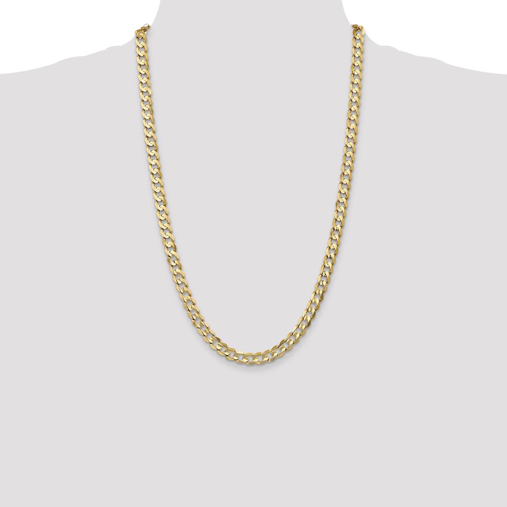10K Yellow Gold 26" Open Concave Curb Chain Necklace - 6.75mm Width