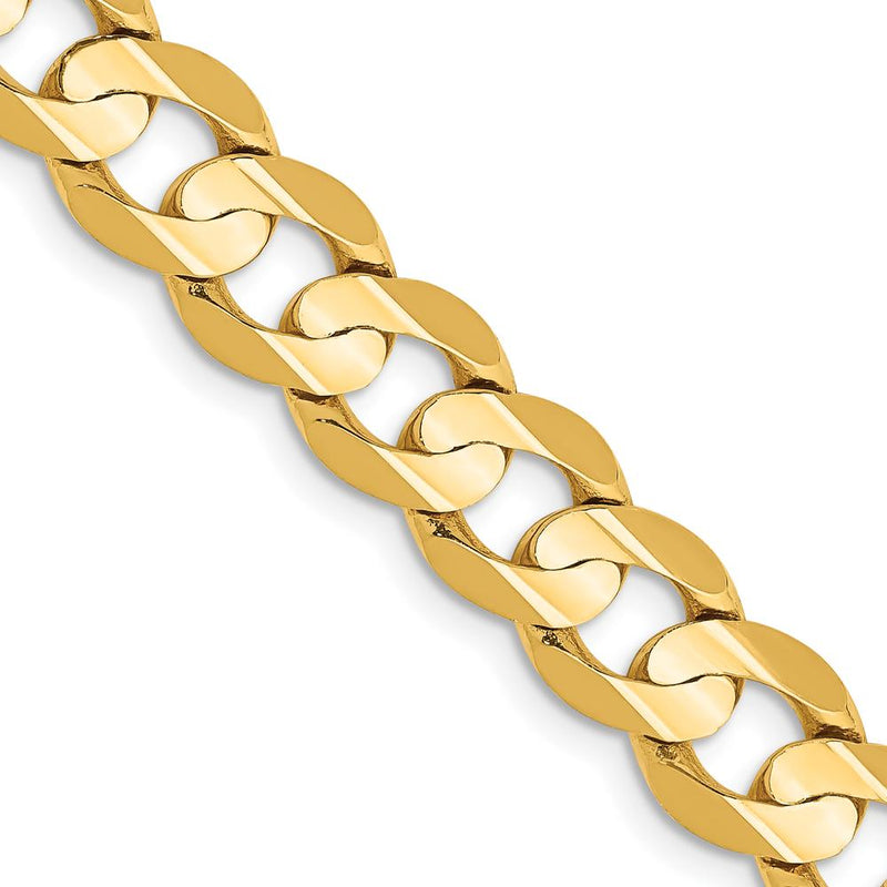 10K Yellow Gold 26" Open Concave Curb Chain Necklace - 7.5mm Width