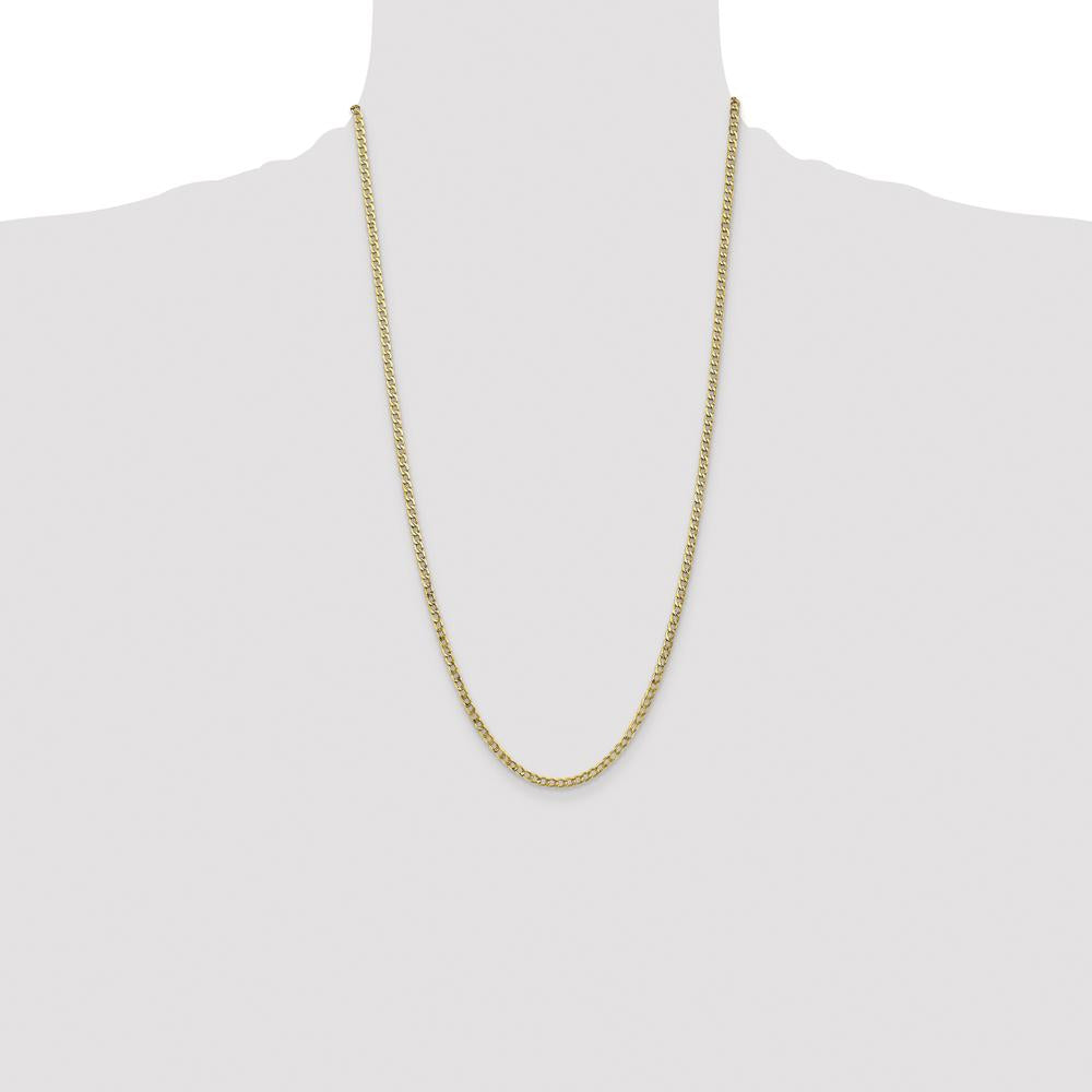 10K Yellow Gold 26" Polished Curb Link Chain - 3.35mm Width