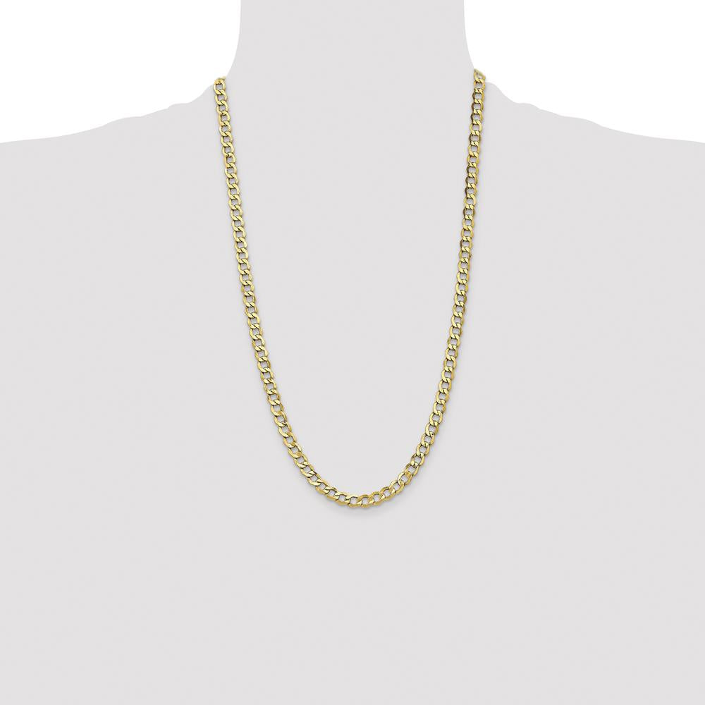 10K Yellow Gold 26" Polished Curb Link Chain Necklace - 6.5mm Width