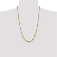 10K Yellow Gold 26" Rope Chain Necklace - 3.25mm Diamond-Cut Links