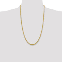 10K Yellow Gold 26" Rope Chain Necklace - 4mm Width, Polished Finish