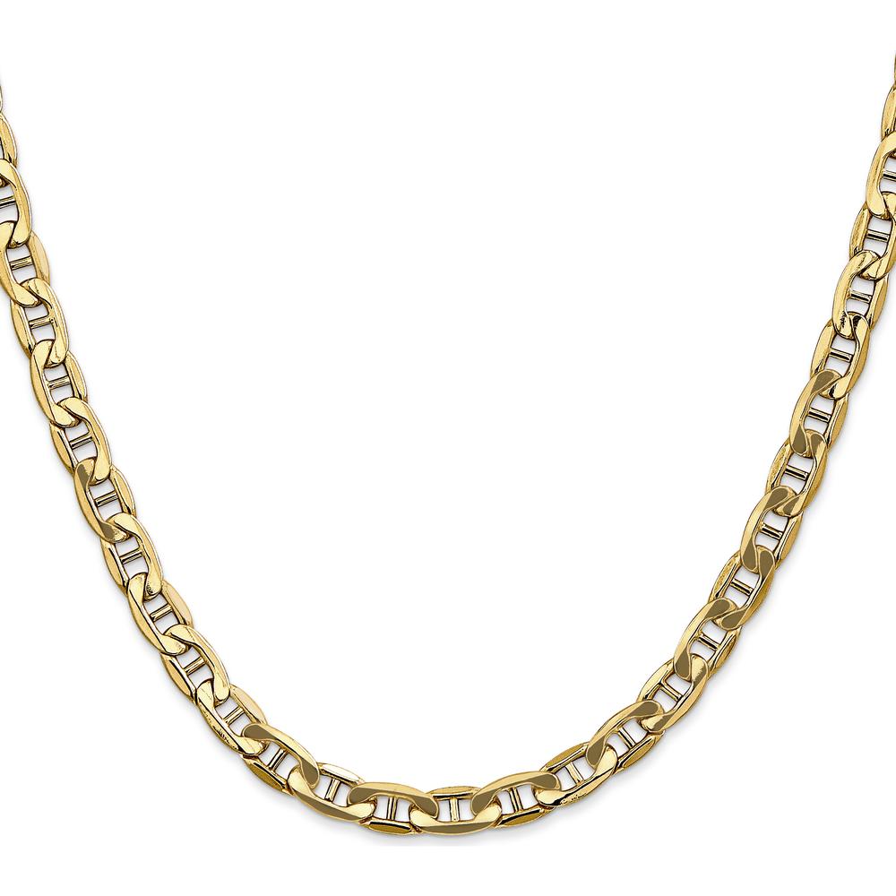 10K Yellow Gold 26" Semi-Solid Anchor Chain Necklace - 5.5mm Width