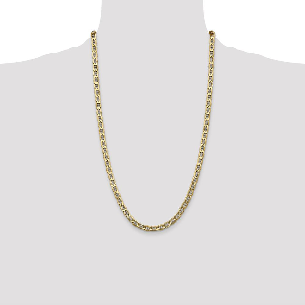 10K Yellow Gold 26" Semi-Solid Anchor Chain Necklace - 5.5mm Width