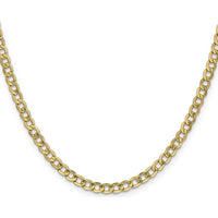 10K Yellow Gold 26" Semi-Solid Curb Link Chain - 4.3mm Width