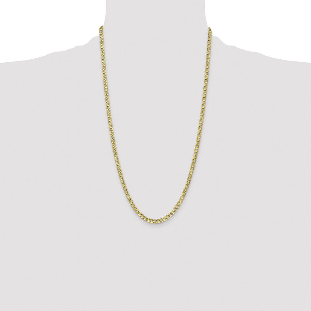 10K Yellow Gold 26" Semi-Solid Curb Link Chain - 4.3mm Width
