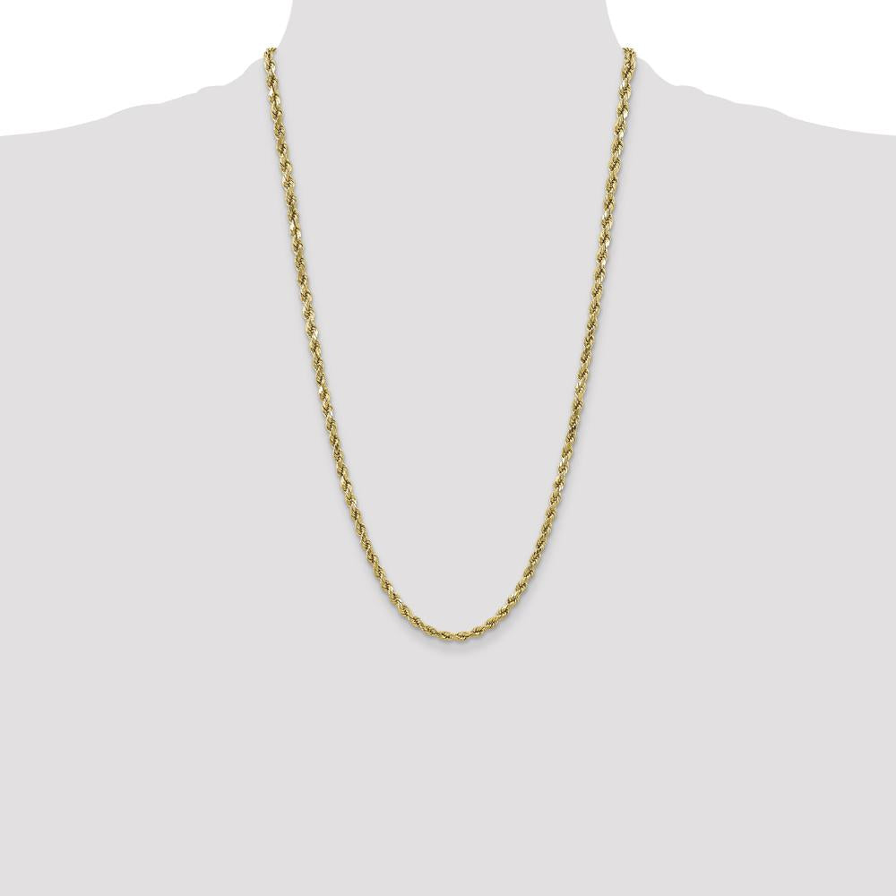 10K Yellow Gold 26" Semi-Solid Diamond-Cut Rope Chain 4.9mm