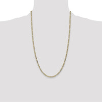 10K Yellow Gold 26" Semi-Solid Figaro Chain - 3.5mm Width