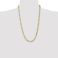 10K Yellow Gold 26" Semi-Solid Figaro Chain Necklace - 7.3mm Width