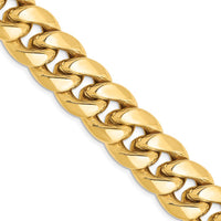 10K Yellow Gold 26" Semi-Solid Miami Cuban Chain - 13.2mm Wide with Lobster Clasp