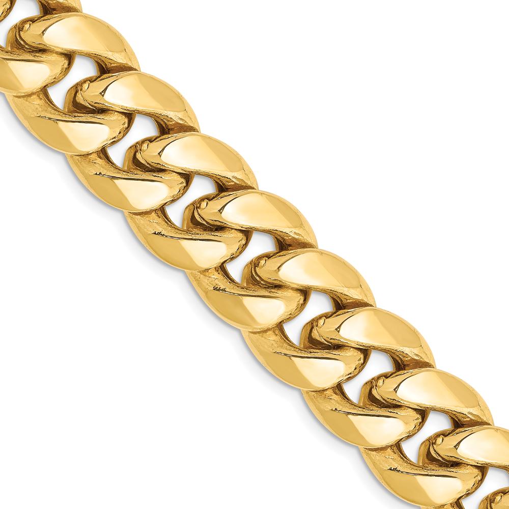 10K Yellow Gold 26" Semi-Solid Miami Cuban Chain - 13.2mm Wide with Lobster Clasp