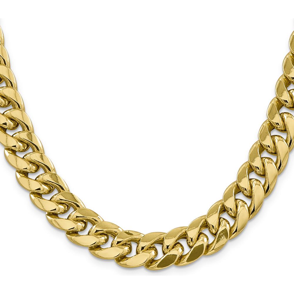 10K Yellow Gold 26" Semi-Solid Miami Cuban Chain - 13.2mm Wide with Lobster Clasp