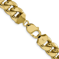 10K Yellow Gold 26" Semi-Solid Miami Cuban Chain - 13.2mm Wide with Lobster Clasp