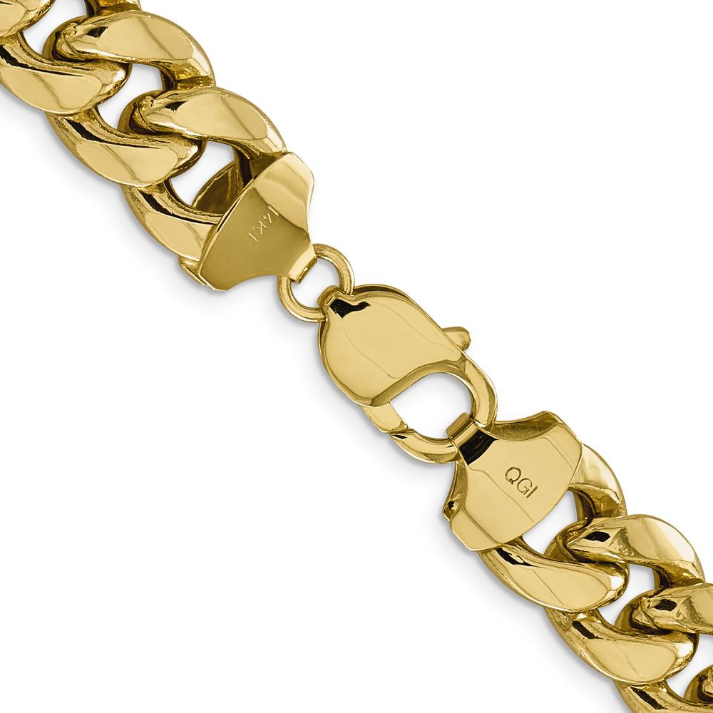 10K Yellow Gold 26" Semi-Solid Miami Cuban Chain - 13.2mm Wide with Lobster Clasp