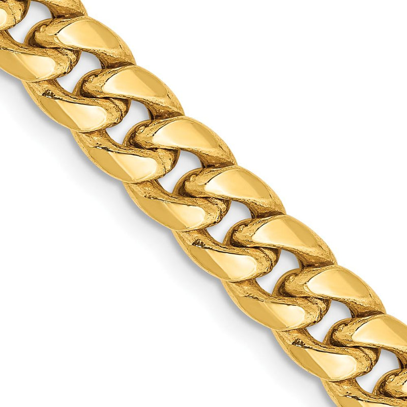 10K Yellow Gold 26" Semi-Solid Miami Cuban Chain - 6mm Width