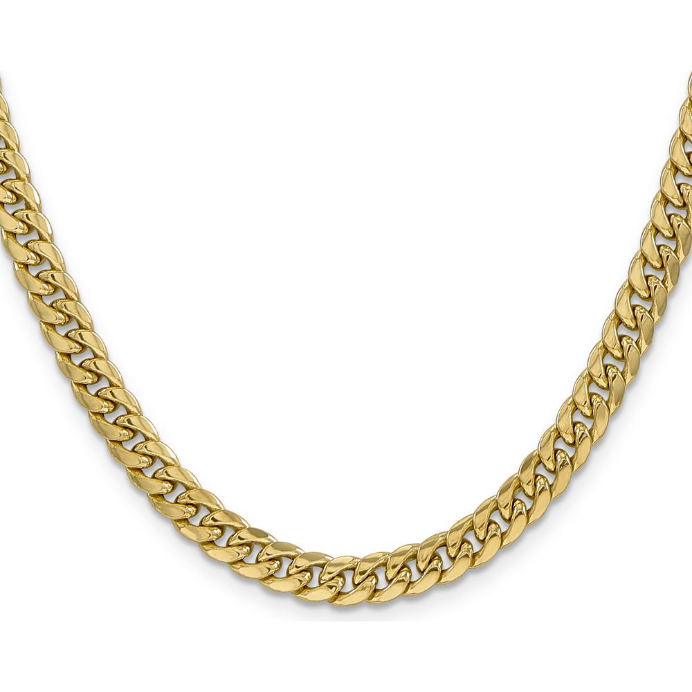 10K Yellow Gold 26" Semi-Solid Miami Cuban Chain - 6mm Width