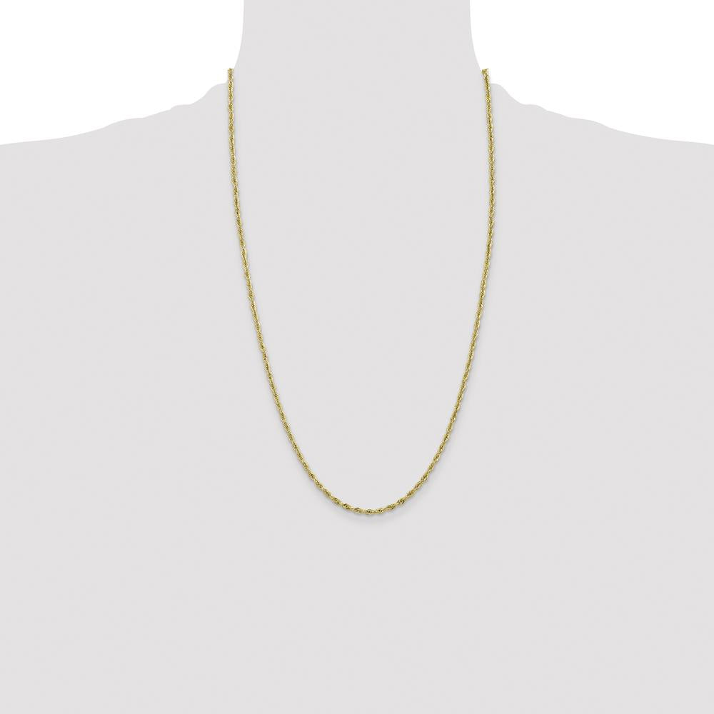 10K Yellow Gold 26" Semi-Solid Rope Chain - 2.8mm Width