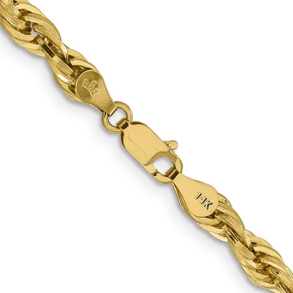 10K Yellow Gold 26" Semi-Solid Rope Chain - 4.75mm Width
