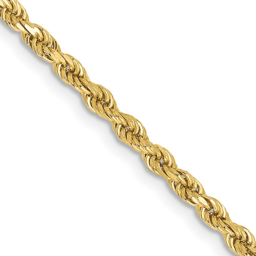 10K Yellow Gold 28" 2.25mm Diamond-Cut Rope Chain Necklace