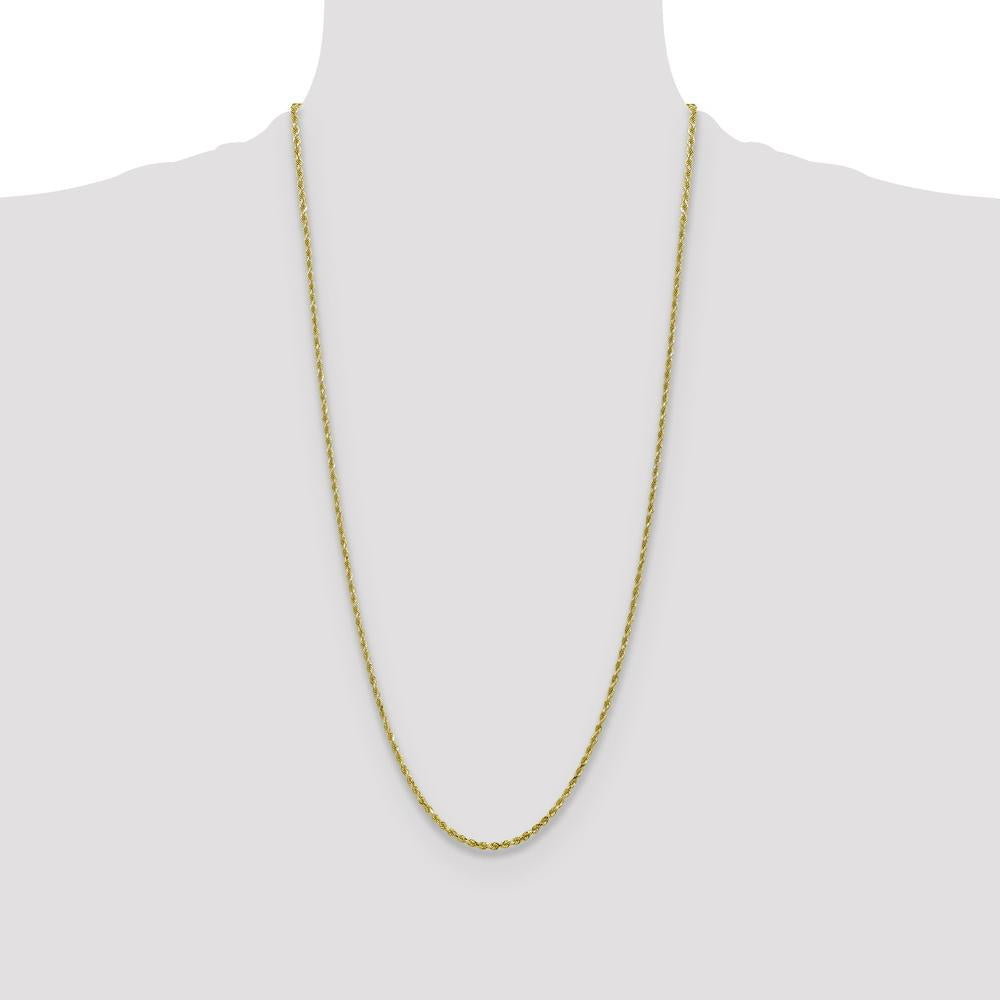 10K Yellow Gold 28" 2.25mm Diamond-Cut Rope Chain Necklace