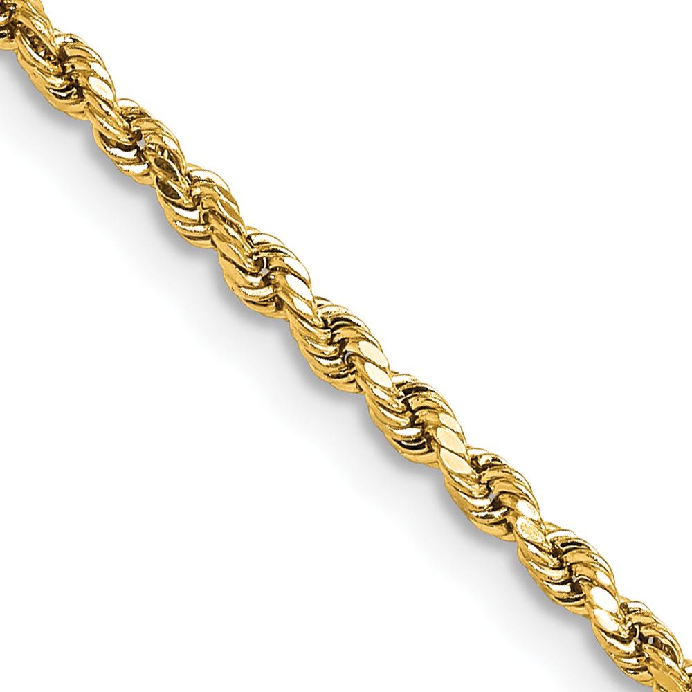 10K Yellow Gold 28" 2.25mm Semi-Solid Diamond-Cut Rope Chain with Lobster Clasp