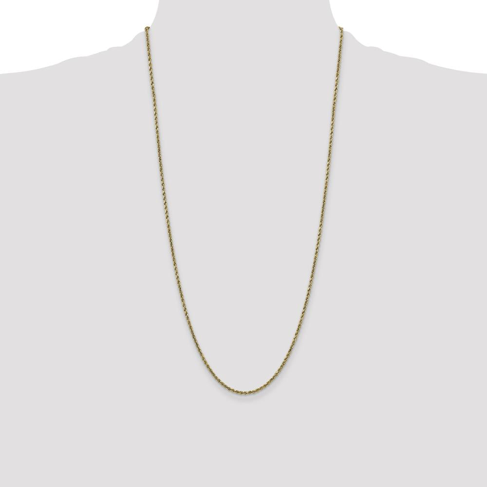10K Yellow Gold 28" 2.25mm Semi-Solid Diamond-Cut Rope Chain with Lobster Clasp