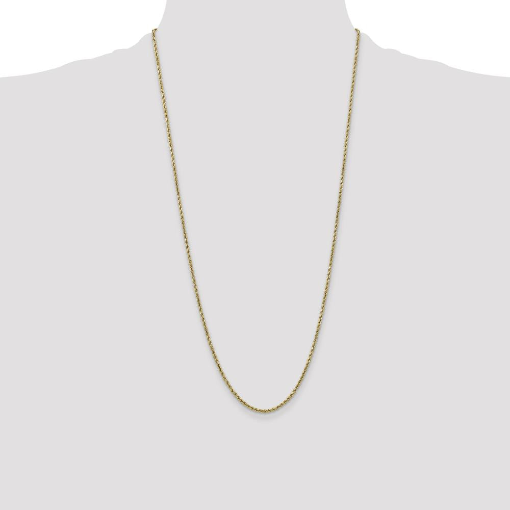 10K Yellow Gold 28" 2.5mm Diamond-Cut Rope Chain with Lobster Clasp