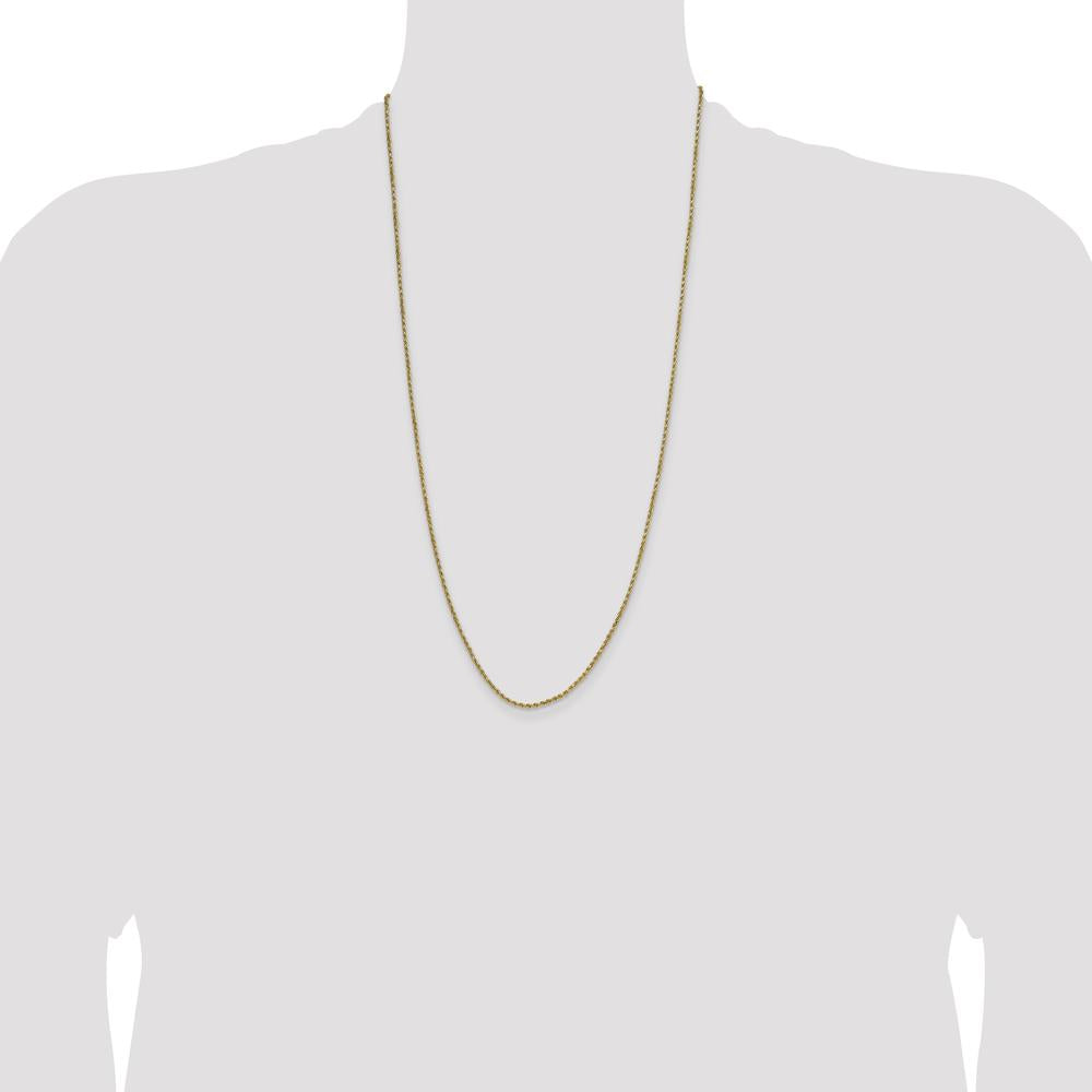 10K Yellow Gold 28" 2mm Diamond-Cut Rope Chain with Lobster Clasp