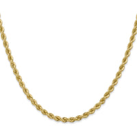 10K Yellow Gold 28" 3.65mm Regular Rope Chain Necklace - Handcrafted and Polished with Lobster Clasp