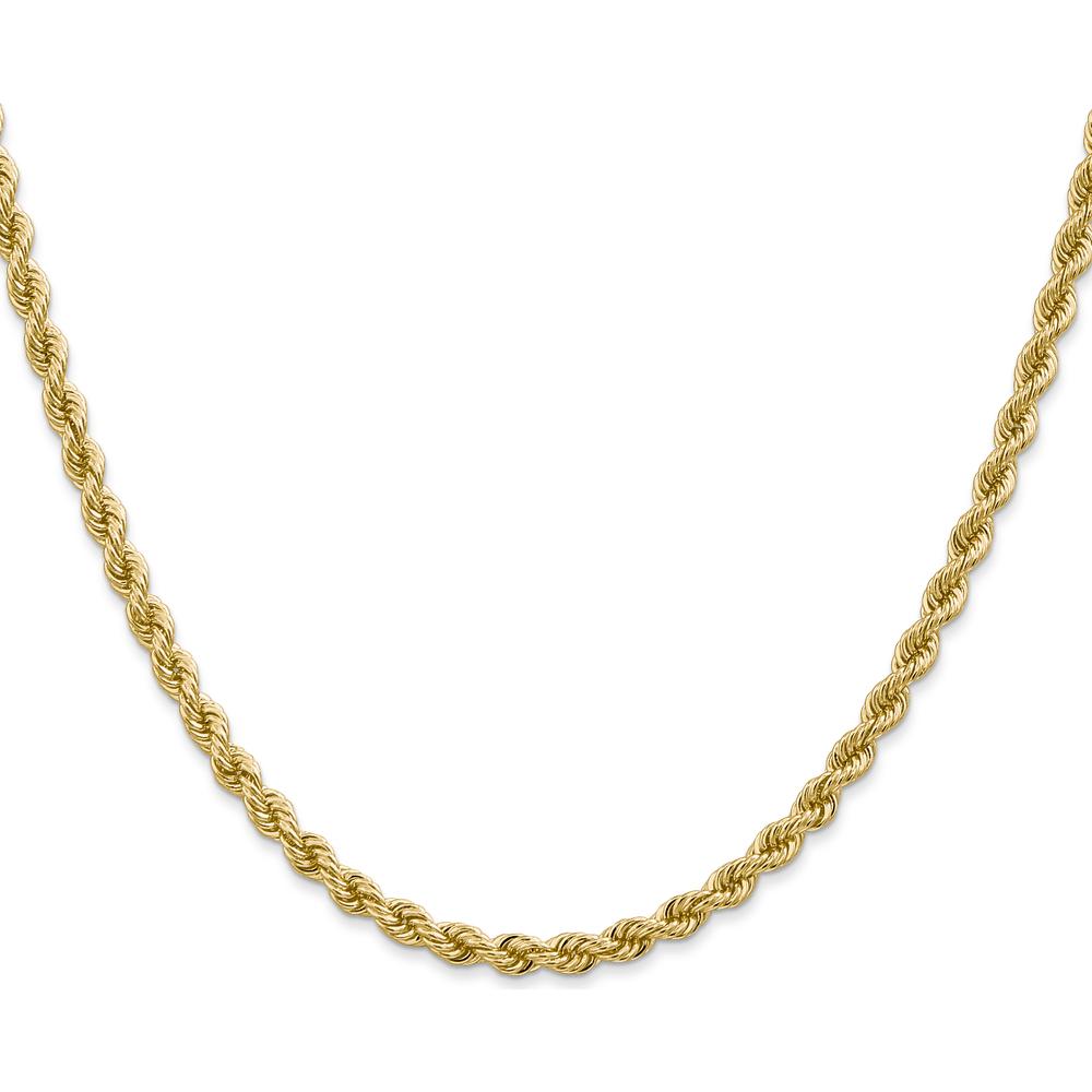 10K Yellow Gold 28" 3.65mm Regular Rope Chain Necklace - Handcrafted and Polished with Lobster Clasp